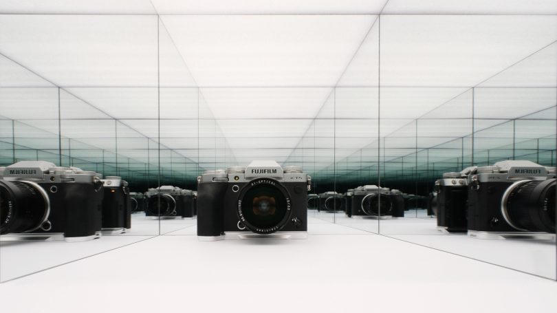 Camera box Fujifilm X-T5 inside a mirror box, by Denis Taylor