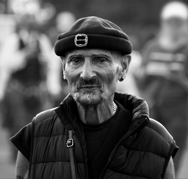 Man in a Beret A portrait of man wearing a beret. His classy emblazoned appearance, weathered skin and dark eyes like a proud highlander, by Denis Taylor